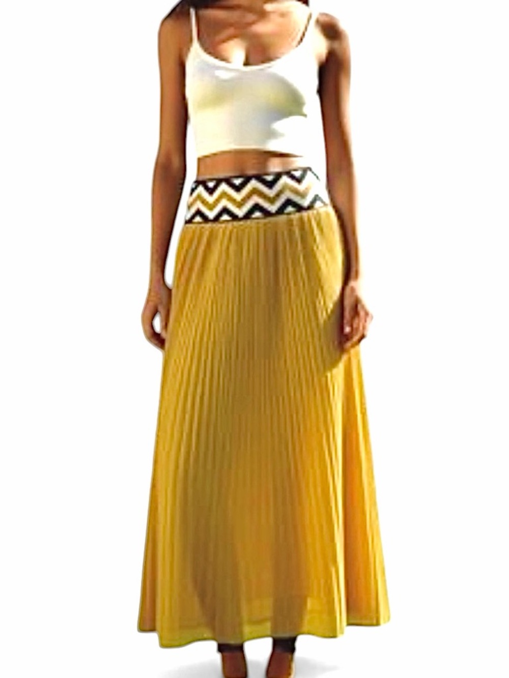 NWT ANTHROPOLOGIE Dear Creatures Gold Yellow Pleated Maxi Skirt 💛